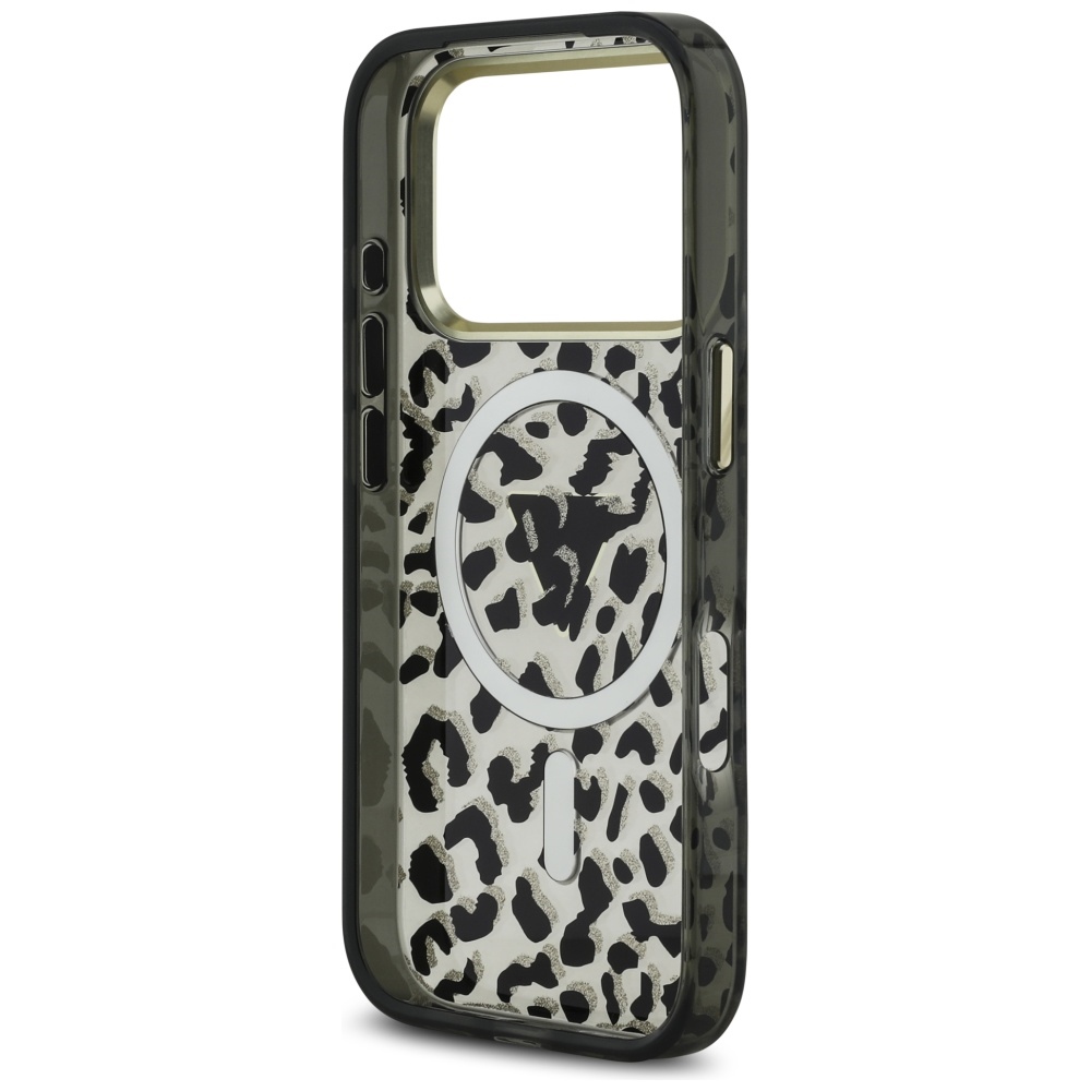 iTok webáruház - Guess Guess Leopard Glitter MagSafe tok iPhone 17 Pro készülékhez (fekete) 7 Guess Leopard Glitter MagSafe Case for iPhone 17 Pro (fekete)