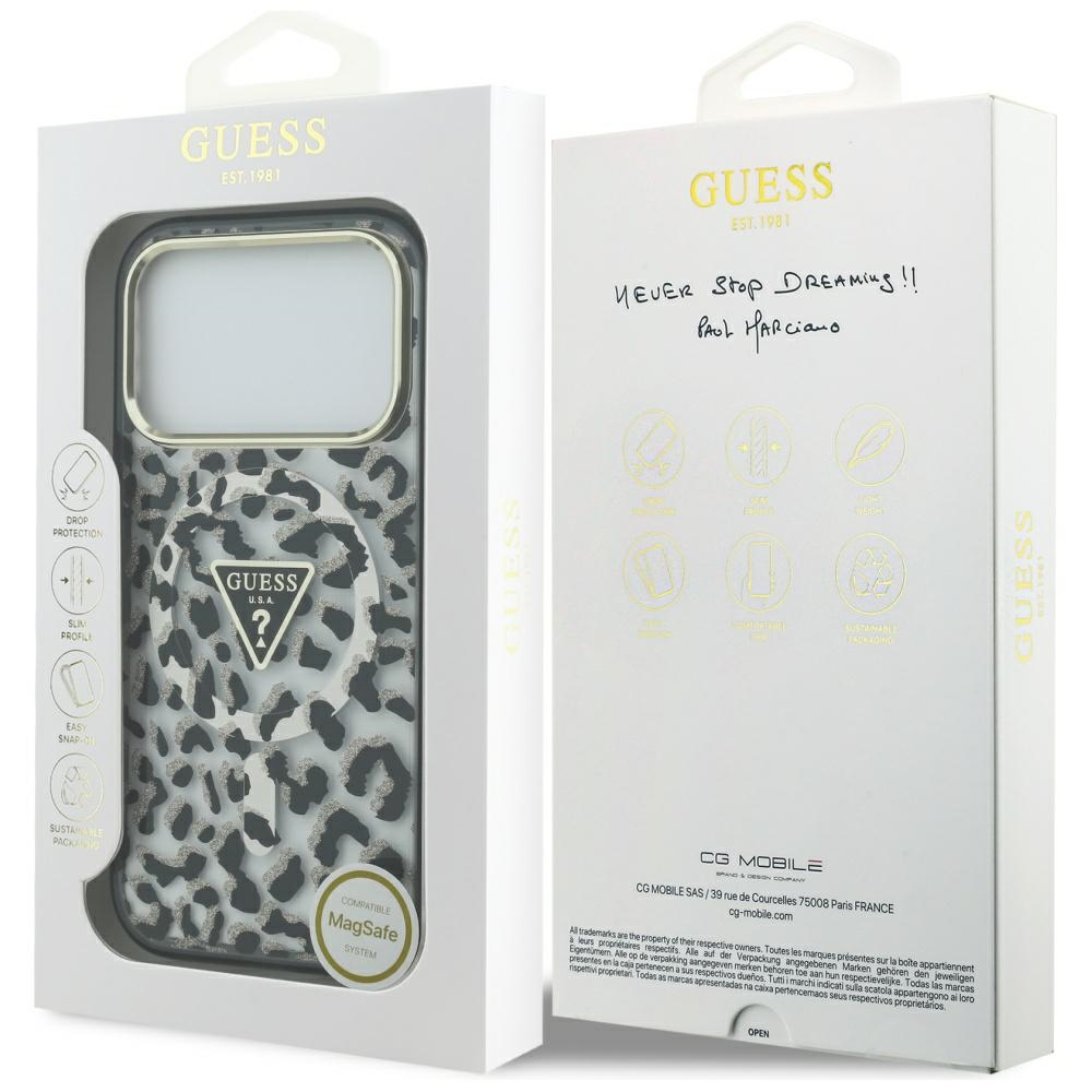 iTok webáruház - Guess Guess Leopard Glitter MagSafe tok iPhone 17 Pro készülékhez (fekete) 8 Guess Leopard Glitter MagSafe Case for iPhone 17 Pro (fekete)