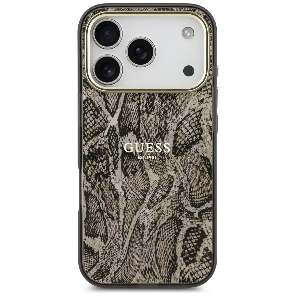 iTok webáruház - Guess Guess Python Pattern MagSafe tok iPhone 17 Pro készülékhez (barna) 3 Guess Python Pattern MagSafe Case for iPhone 17 Pro (barna)