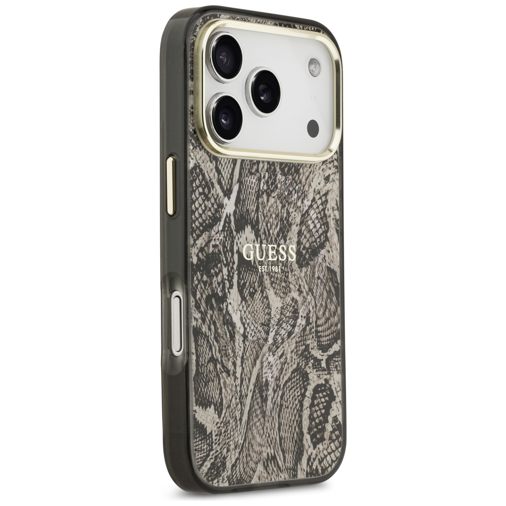 iTok webáruház - Guess Guess Python Pattern MagSafe tok iPhone 17 Pro készülékhez (barna) 4 Guess Python Pattern MagSafe Case for iPhone 17 Pro (barna)