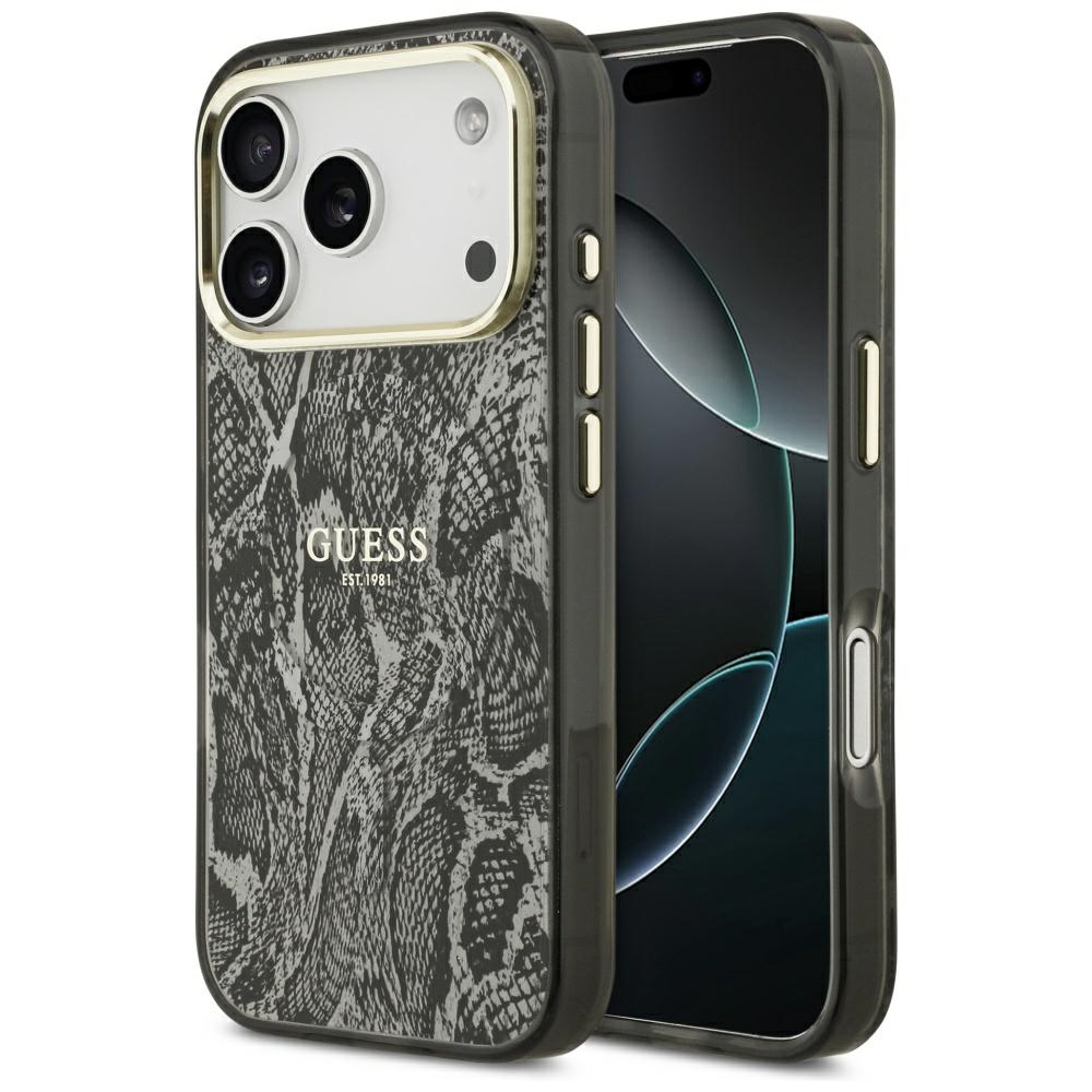iTok webáruház - Guess Guess Python mintás MagSafe tok iPhone 17 Pro készülékhez (fekete) 1 Guess Python Pattern MagSafe Case for iPhone 17 Pro (fekete)