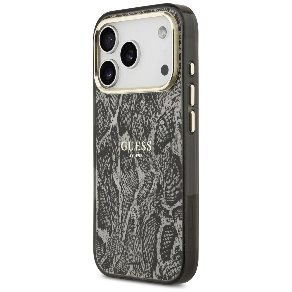iTok webáruház - Guess Guess Python mintás MagSafe tok iPhone 17 Pro készülékhez (fekete) 2 Guess Python Pattern MagSafe Case for iPhone 17 Pro (fekete)