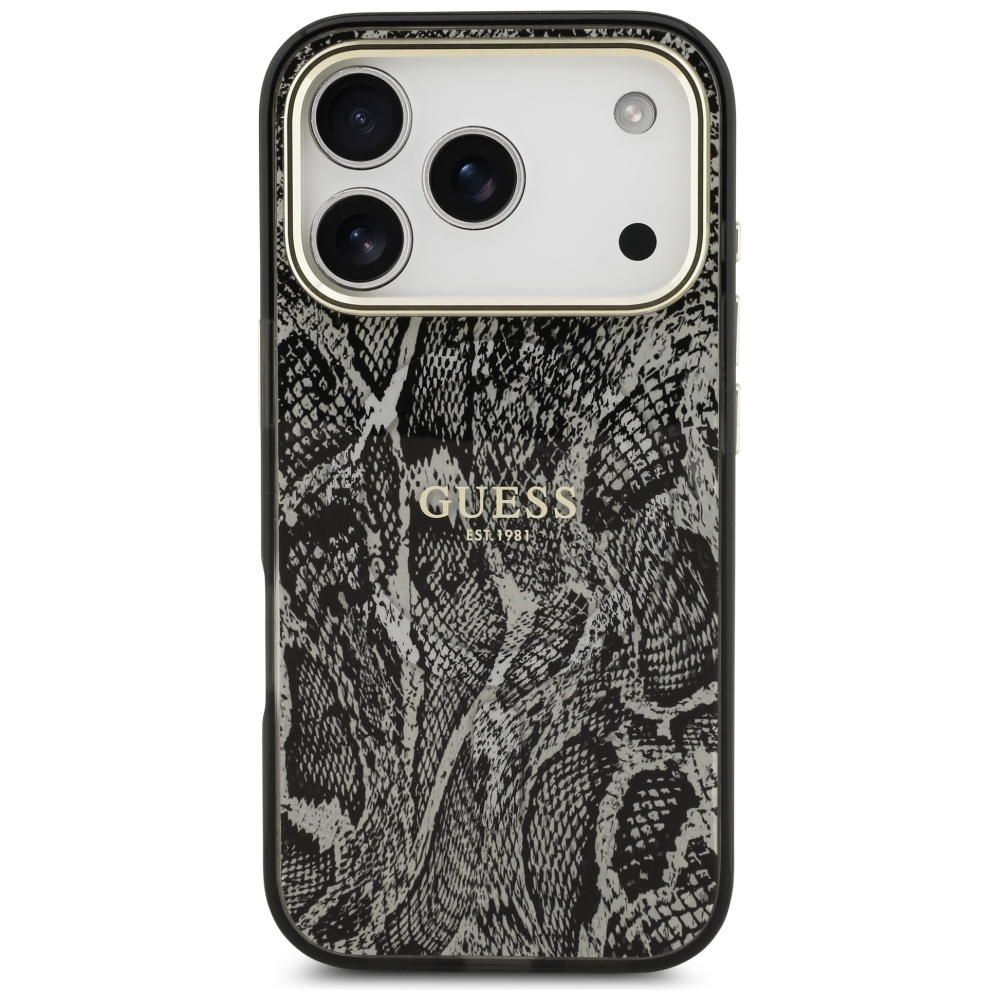 iTok webáruház - Guess Guess Python mintás MagSafe tok iPhone 17 Pro készülékhez (fekete) 3 Guess Python Pattern MagSafe Case for iPhone 17 Pro (fekete)
