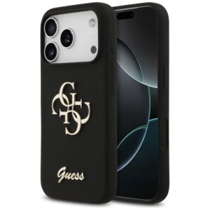 Guess szilikon Big 4G Script tok iPhone 17 Pro készülékhez (fekete)