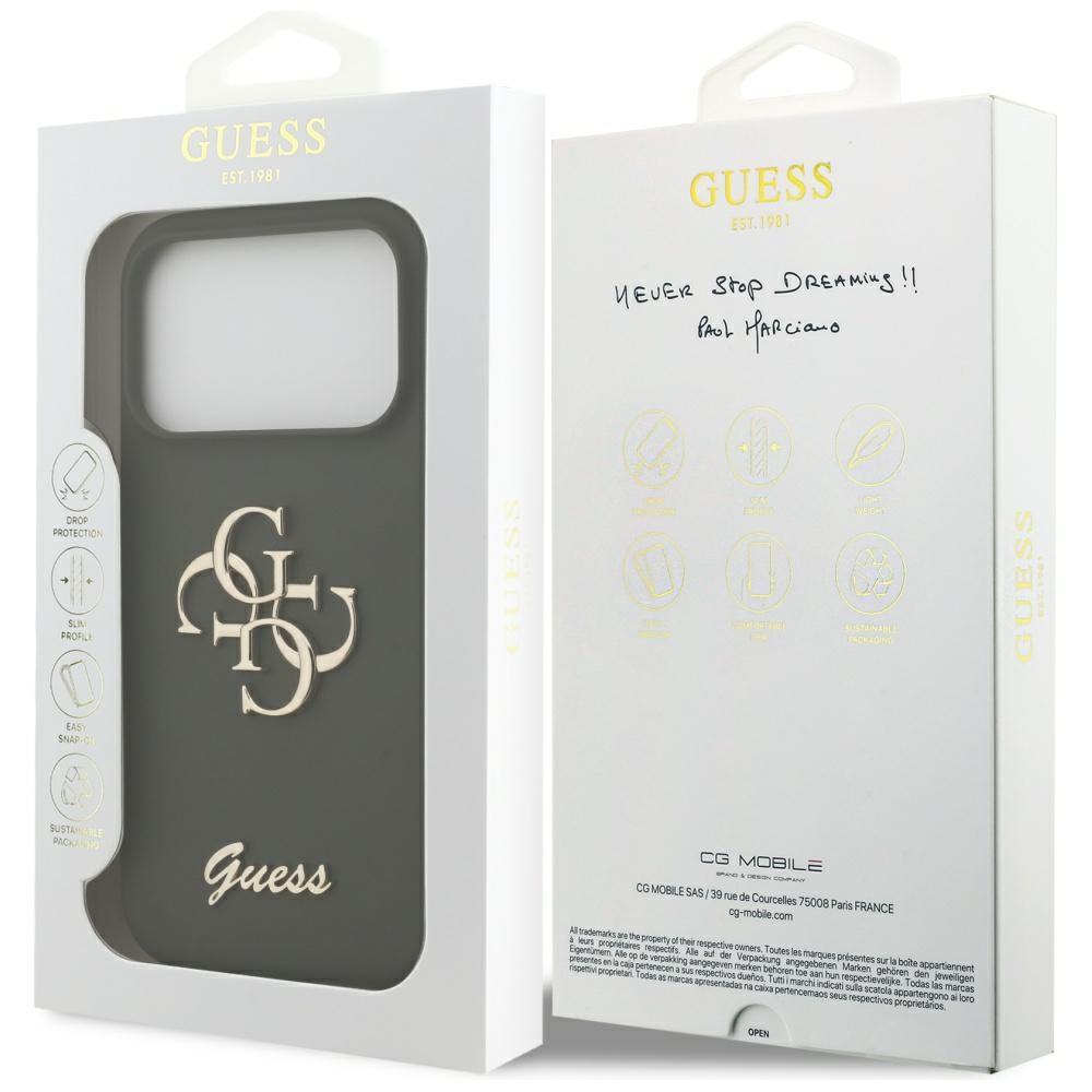 iTok webáruház - Guess Guess szilikon Big 4G Script tok iPhone 17 Pro (zöld) 8 Guess Silicone Big 4G Script Case for iPhone 17 Pro (zöld)