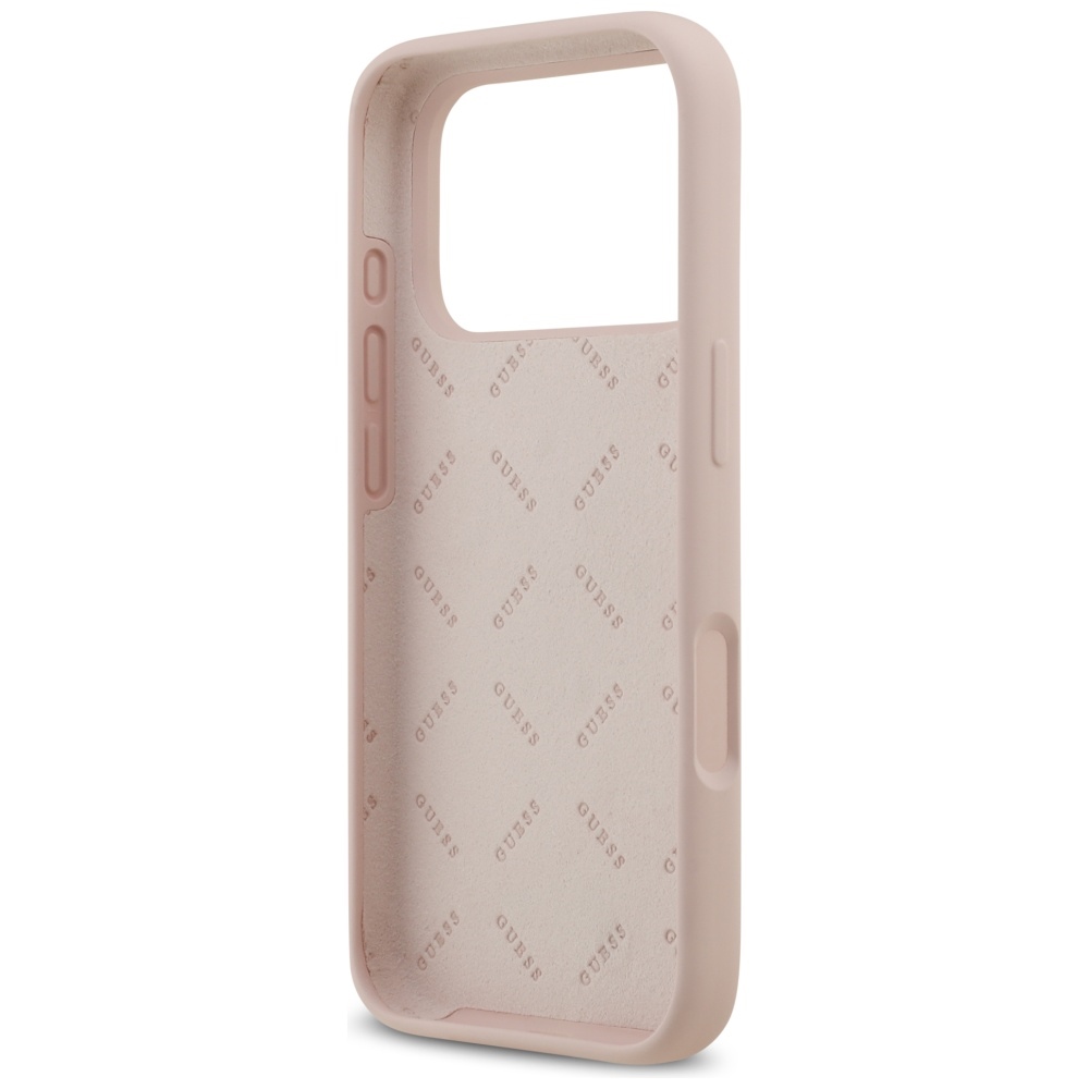 iTok webáruház - Guess Guess Big 4G Script szilikon tok iPhone 17 Pro-hoz (rózsaszín) 7 Guess Silicone Big 4G Script Case for iPhone 17 Pro (rózsaszín)