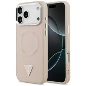 Guess Triangle Logo MagSafe tok iPhone 17 Pro készülékhez (rózsaszín)