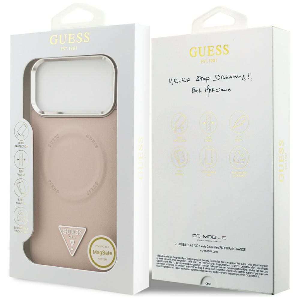 iTok webáruház - Guess Guess Triangle Logo MagSafe tok iPhone 17 Pro készülékhez (rózsaszín) 8 Guess Triangle Logo MagSafe case for iPhone 17 Pro (rózsaszín)