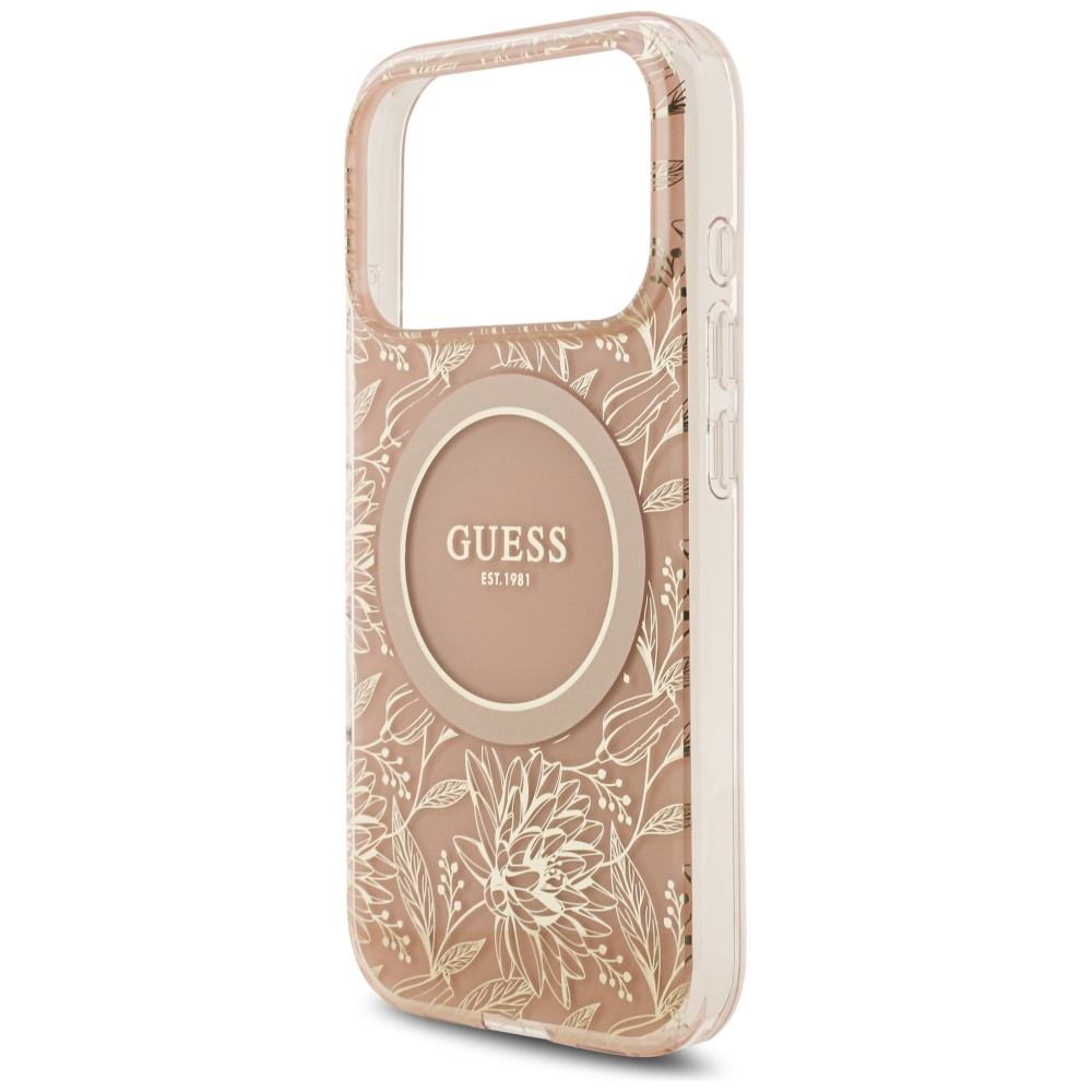 iTok webáruház - Guess Guess IML Flowers Electro Pearl Strap MagSafe tok iPhone 17 Pro készülékhez (rózsaszín) 6 Guess IML Flowers Electro Pearl Strap MagSafe Case for iPhone 17 Pro (rózsaszín)
