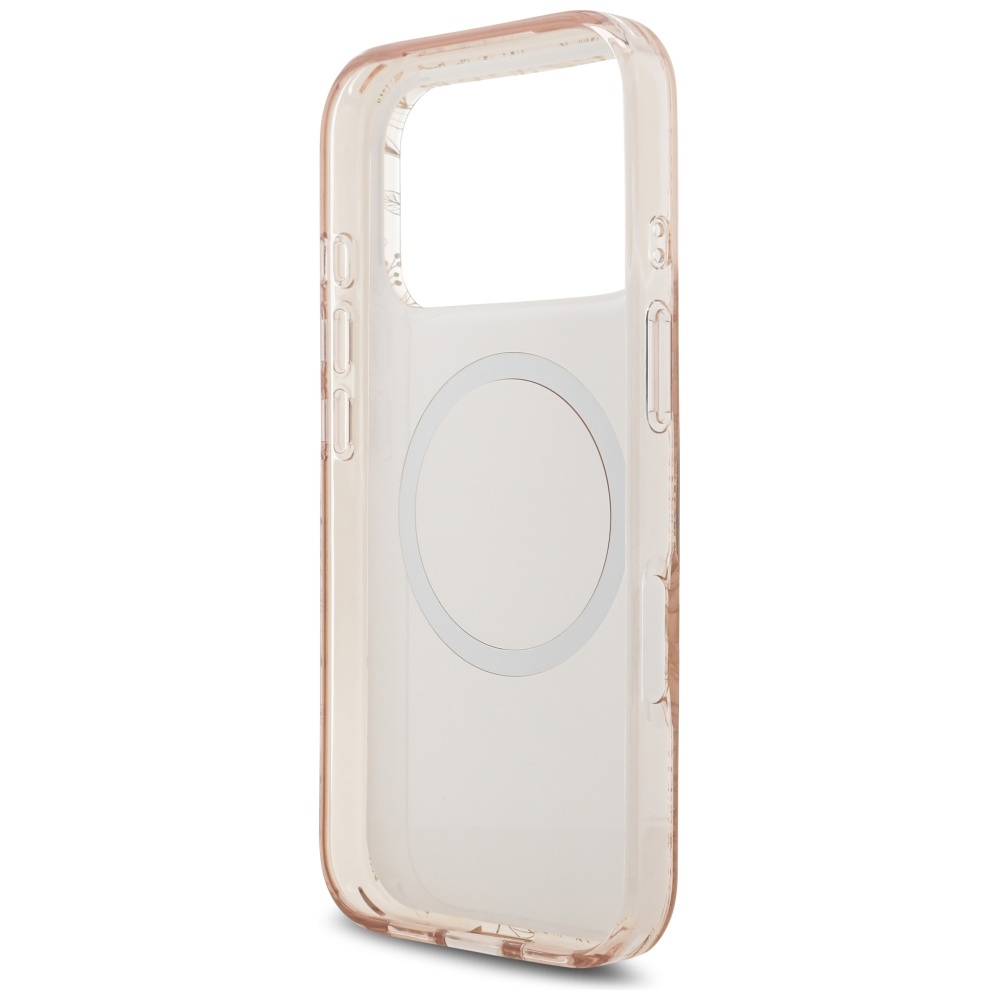 iTok webáruház - Guess Guess IML Flowers Electro Pearl Strap MagSafe tok iPhone 17 Pro készülékhez (rózsaszín) 7 Guess IML Flowers Electro Pearl Strap MagSafe Case for iPhone 17 Pro (rózsaszín)