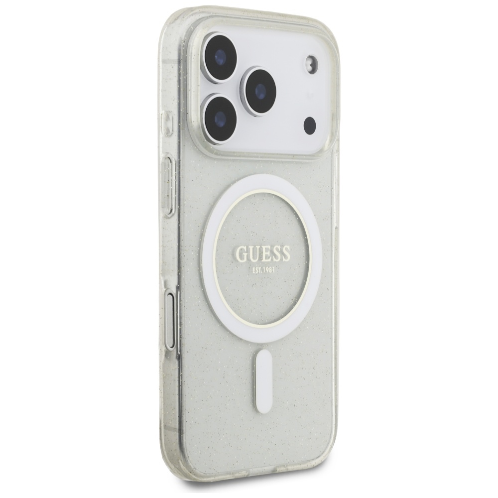 iTok webáruház - Guess Guess IML Glitter Pearl Strap MagSafe tok iPhone 17 Pro készülékhez (átlátszó) 4 Guess IML Glitter Pearl Strap MagSafe Case for iPhone 17 Pro (átlátszó)