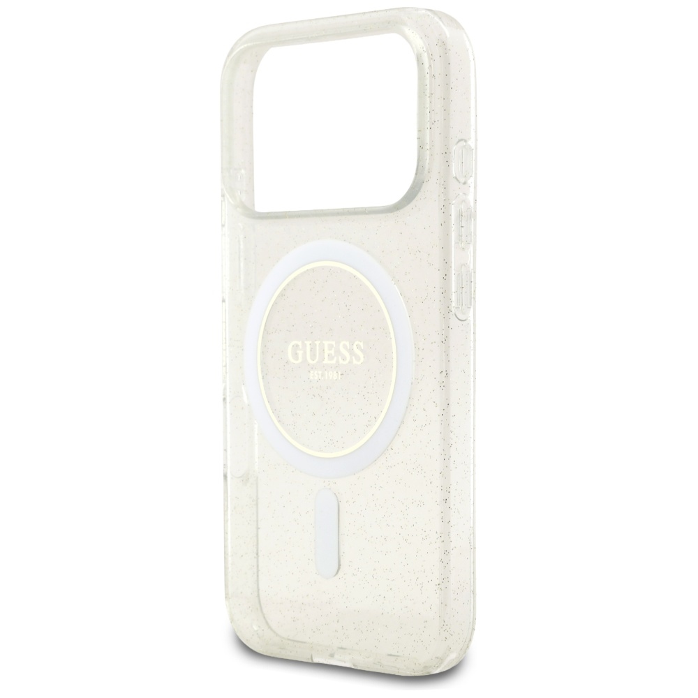 iTok webáruház - Guess Guess IML Glitter Pearl Strap MagSafe tok iPhone 17 Pro készülékhez (átlátszó) 6 Guess IML Glitter Pearl Strap MagSafe Case for iPhone 17 Pro (átlátszó)