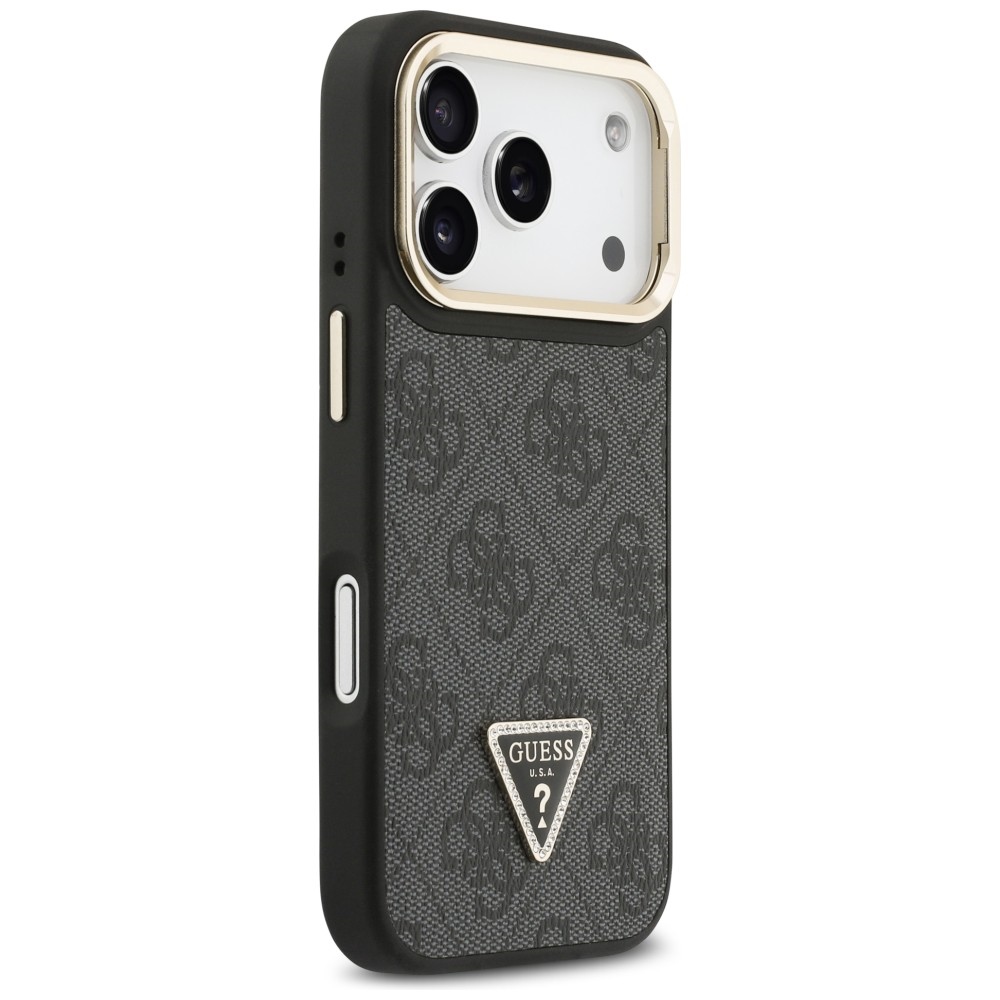 iTok webáruház - Guess Guess 4G PU Triangle Logo & Stand Camera MagSafe tok iPhone 17 Pro (fekete) 4 Guess 4G PU Triangle Logo & Stand Camera Magsafe Case for iPhone 17 Pro (fekete)