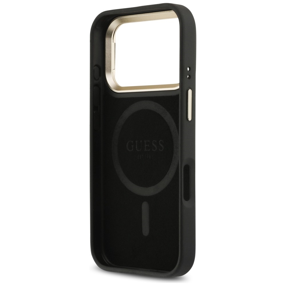 iTok webáruház - Guess Guess 4G PU Triangle Logo & Stand Camera MagSafe tok iPhone 17 Pro (fekete) 7 Guess 4G PU Triangle Logo & Stand Camera Magsafe Case for iPhone 17 Pro (fekete)