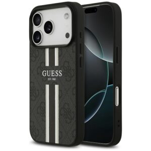Guess 4G Printed Stripes MagSafe tok iPhone 17 Pro készülékhez (fekete)