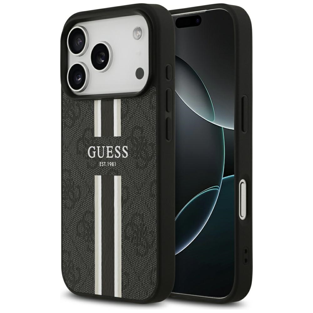 iTok webáruház - Guess Guess 4G Printed Stripes MagSafe tok iPhone 17 Pro készülékhez (fekete) 1 Guess 4G Printed Stripes MagSafe case for iPhone 17 Pro (fekete)