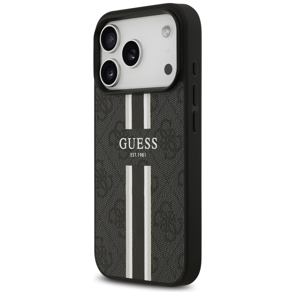 iTok webáruház - Guess Guess 4G Printed Stripes MagSafe tok iPhone 17 Pro készülékhez (fekete) 2 Guess 4G Printed Stripes MagSafe case for iPhone 17 Pro (fekete)