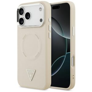 Guess Triangle Logo MagSafe tok iPhone 17 Pro készülékhez (bézs)