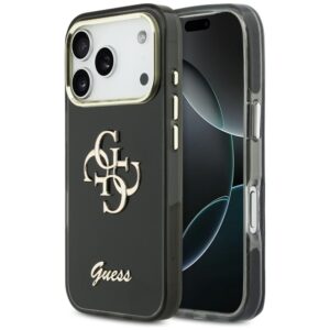 Guess IML 4G Script Metal tok iPhone 17 Pro készülékhez (fekete)
