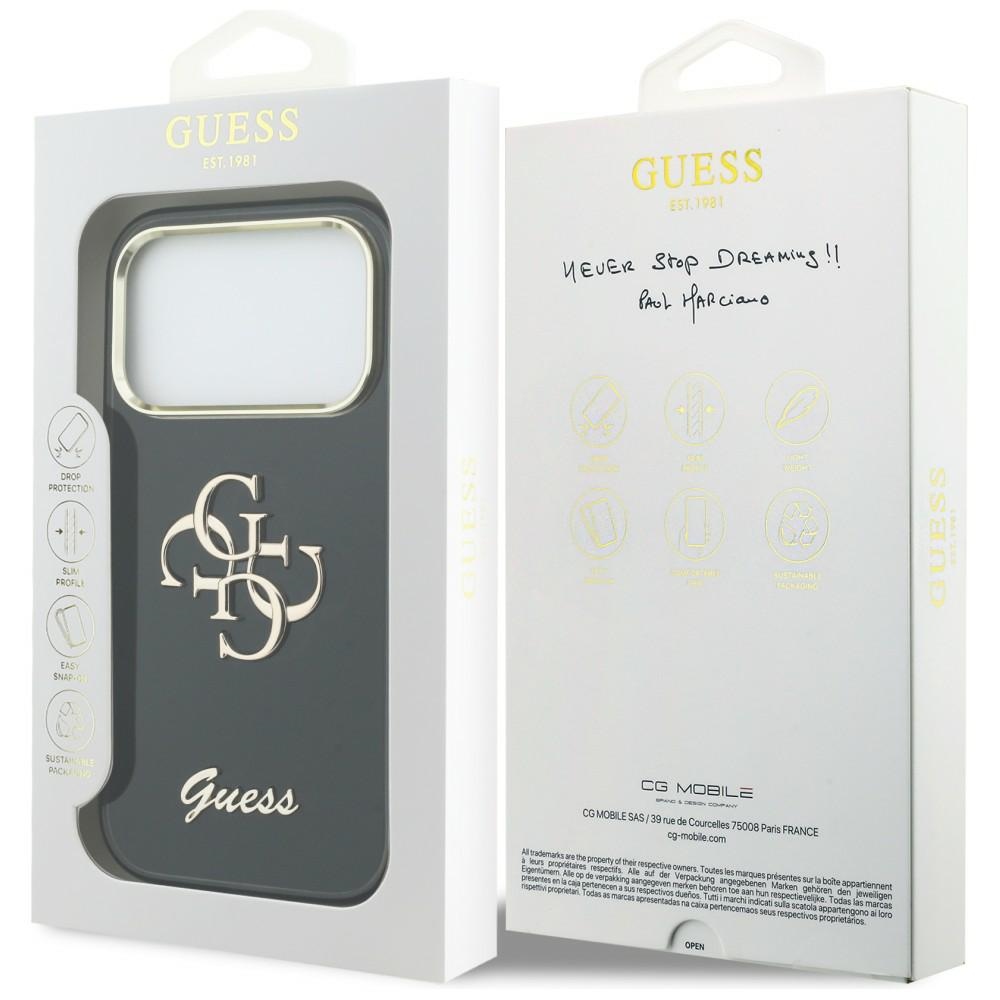 iTok webáruház - Guess Guess IML 4G Script Metal tok iPhone 17 Pro készülékhez (fekete) 8 Guess IML 4G Script Metal case for iPhone 17 Pro (fekete)