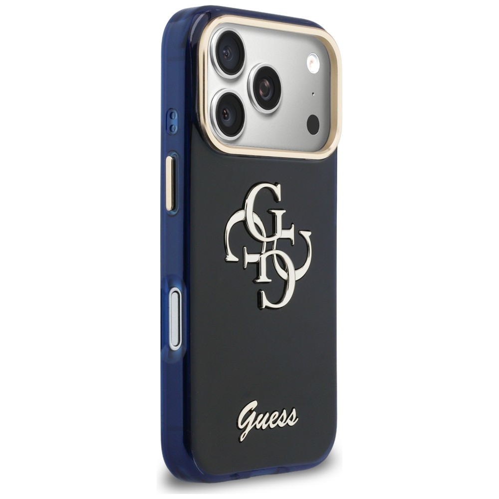 iTok webáruház - Guess Guess IML 4G Script Metal tok iPhone 17 Pro készülékhez (kék) 4 Guess IML 4G Script Metal Case for iPhone 17 Pro (kék)