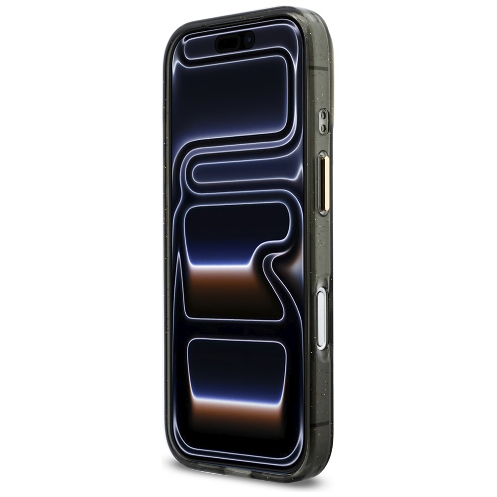 iTok webáruház - Guess Guess IML Glitters Script Strap MagSafe tok iPhone 17 Pro készülékhez (fekete) 5 Guess IML Glitters Script Strap MagSafe Case for iPhone 17 Pro (fekete)