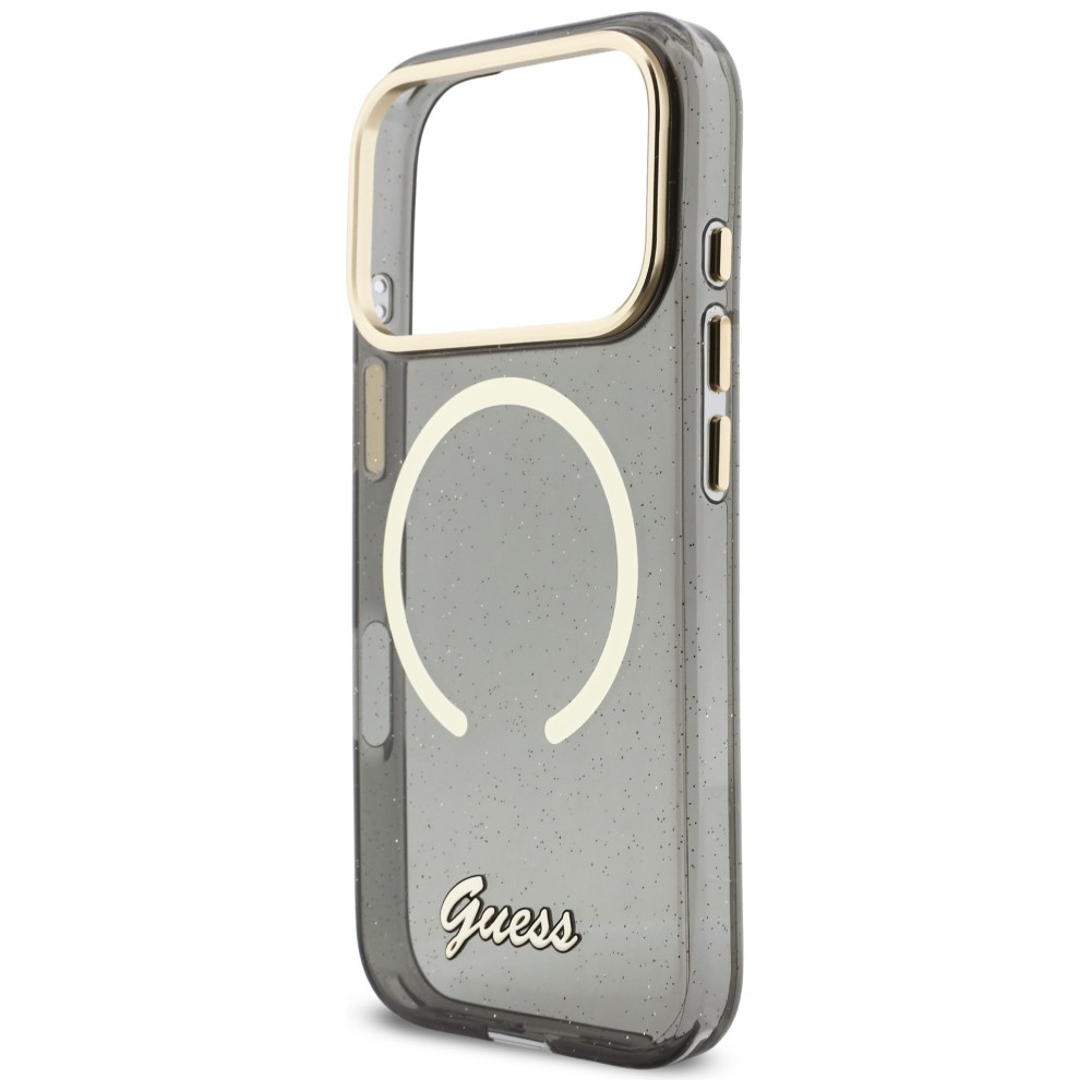 iTok webáruház - Guess Guess IML Glitters Script Strap MagSafe tok iPhone 17 Pro készülékhez (fekete) 6 Guess IML Glitters Script Strap MagSafe Case for iPhone 17 Pro (fekete)