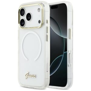 Guess IML Gradient Script Metal MagSafe tok iPhone 17 Pro készülékhez (fehér)