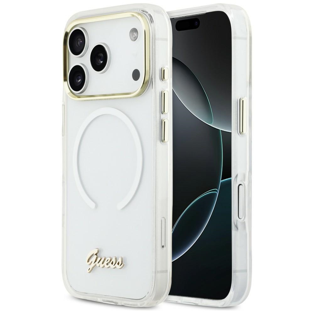 iTok webáruház - Guess Guess IML Gradient Script Metal MagSafe tok iPhone 17 Pro készülékhez (fehér) 1 Guess IML Gradient Script Metal MagSafe Case for iPhone 17 Pro (fehér)