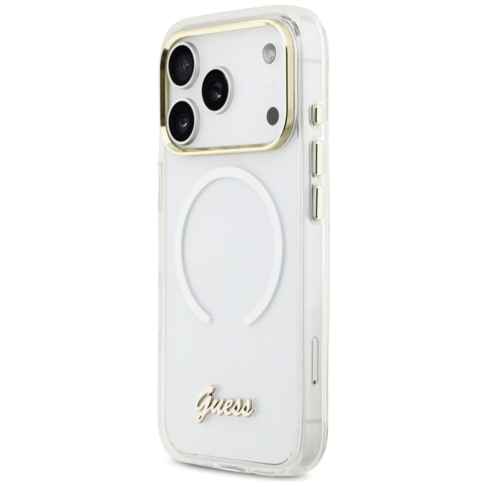 iTok webáruház - Guess Guess IML Gradient Script Metal MagSafe tok iPhone 17 Pro készülékhez (fehér) 2 Guess IML Gradient Script Metal MagSafe Case for iPhone 17 Pro (fehér)