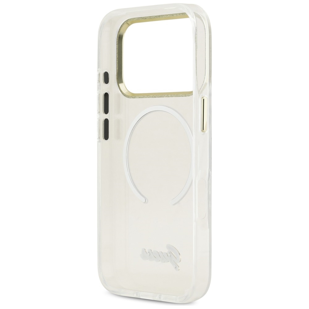 iTok webáruház - Guess Guess IML Gradient Script Metal MagSafe tok iPhone 17 Pro készülékhez (fehér) 7 Guess IML Gradient Script Metal MagSafe Case for iPhone 17 Pro (fehér)