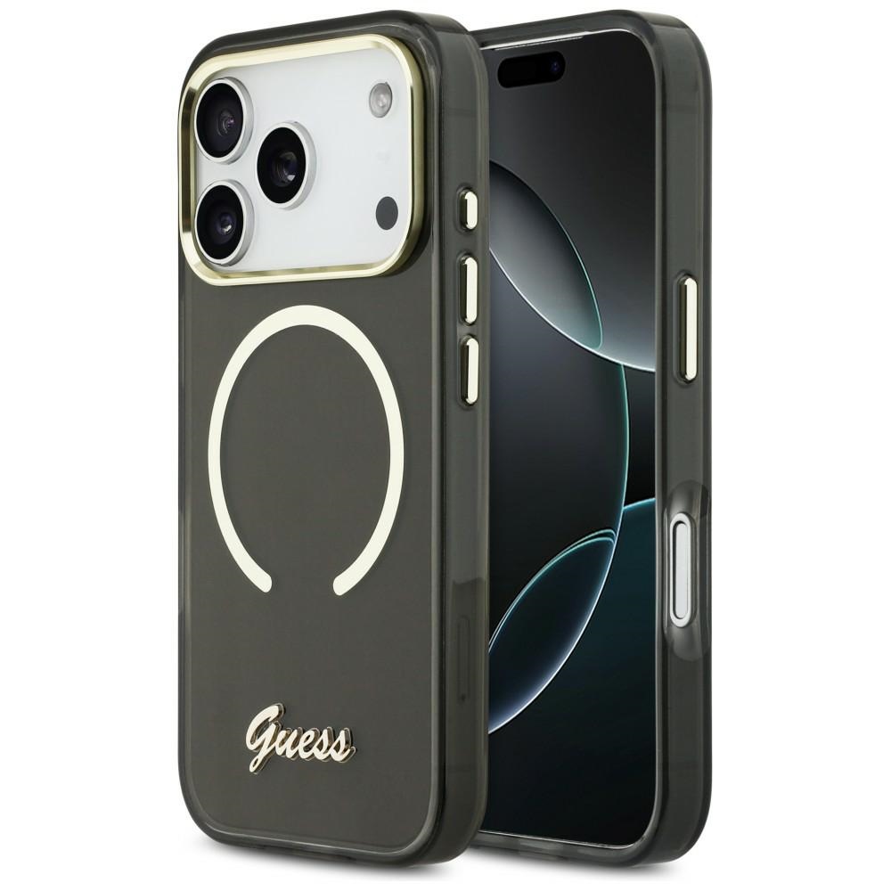 iTok webáruház - Guess Guess IML Script Metal MagSafe tok iPhone 17 Pro készülékhez (fekete) 1 Guess IML Script Metal MagSafe Case for iPhone 17 Pro (fekete)