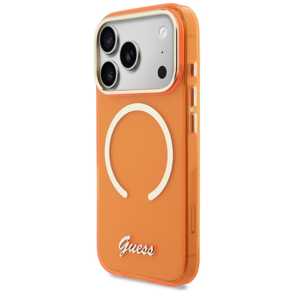 iTok webáruház - Guess Guess IML Script Metal MagSafe tok iPhone 17 Pro készülékhez – narancssárga (narancssárga) 2 Guess IML Script Metal MagSafe Case for iPhone 17 Pro (narancssárga)