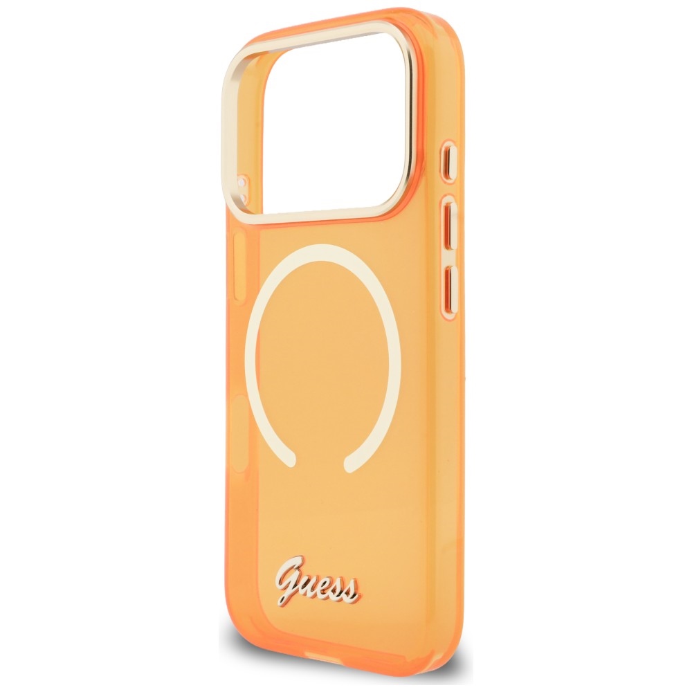 iTok webáruház - Guess Guess IML Script Metal MagSafe tok iPhone 17 Pro készülékhez – narancssárga (narancssárga) 6 Guess IML Script Metal MagSafe Case for iPhone 17 Pro (narancssárga)