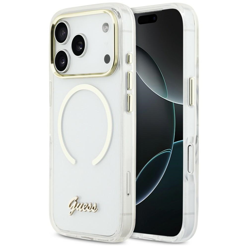iTok webáruház - Guess Guess IML Script Metal MagSafe tok iPhone 17 Pro készülékhez (átlátszó) 1 Guess IML Script Metal MagSafe Case for iPhone 17 Pro (átlátszó)