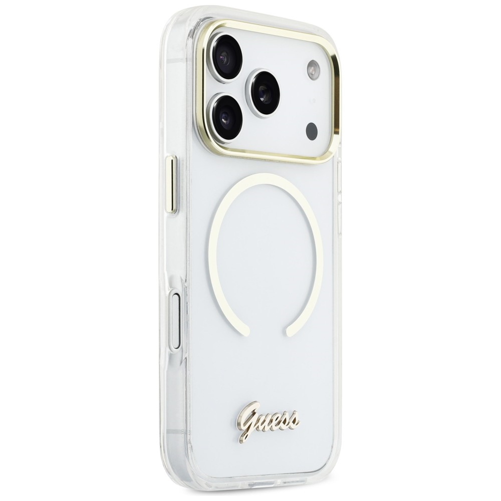 iTok webáruház - Guess Guess IML Script Metal MagSafe tok iPhone 17 Pro készülékhez (átlátszó) 4 Guess IML Script Metal MagSafe Case for iPhone 17 Pro (átlátszó)
