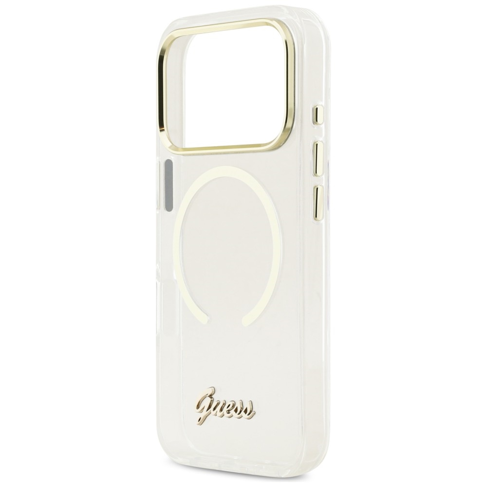 iTok webáruház - Guess Guess IML Script Metal MagSafe tok iPhone 17 Pro készülékhez (átlátszó) 6 Guess IML Script Metal MagSafe Case for iPhone 17 Pro (átlátszó)
