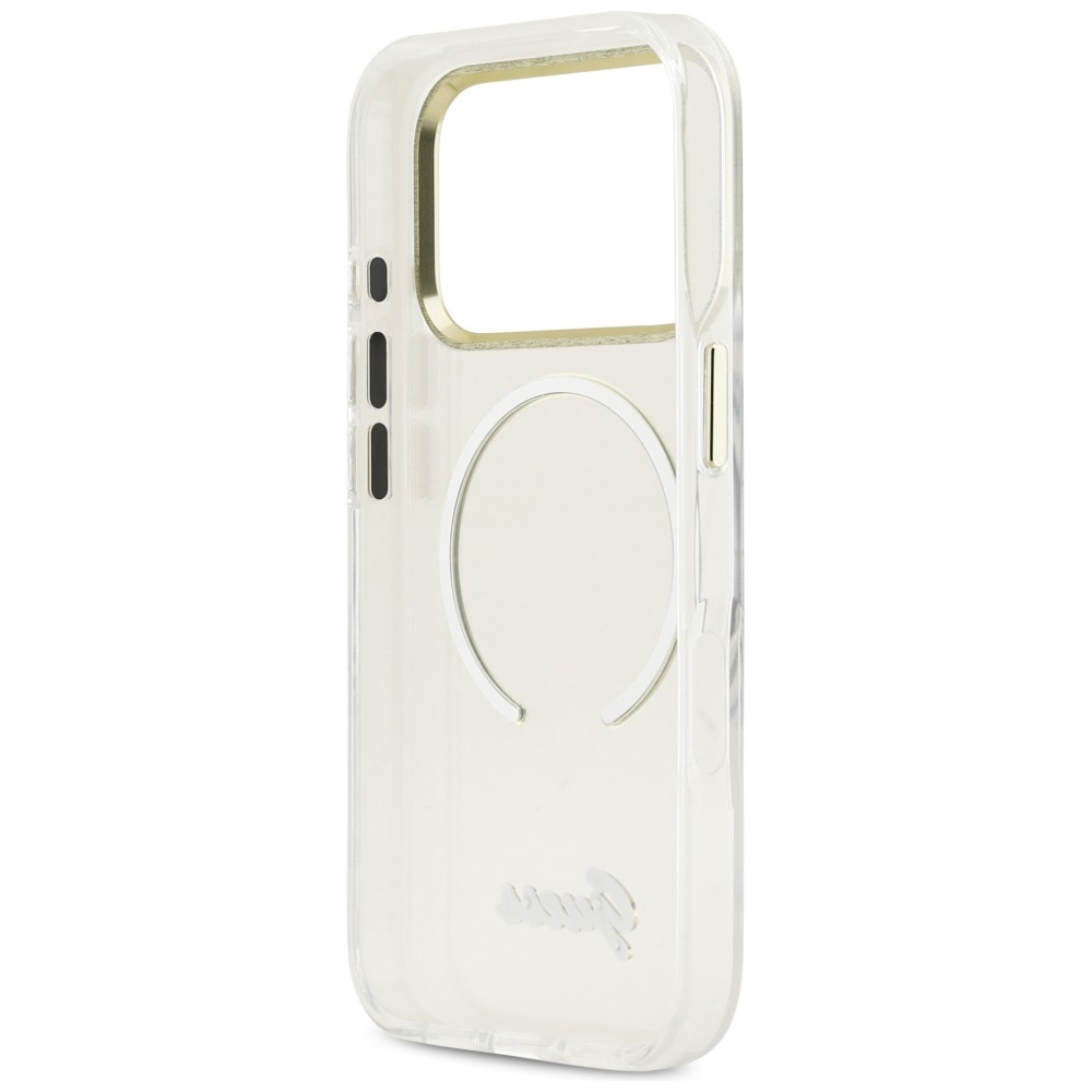 iTok webáruház - Guess Guess IML Script Metal MagSafe tok iPhone 17 Pro készülékhez (átlátszó) 7 Guess IML Script Metal MagSafe Case for iPhone 17 Pro (átlátszó)