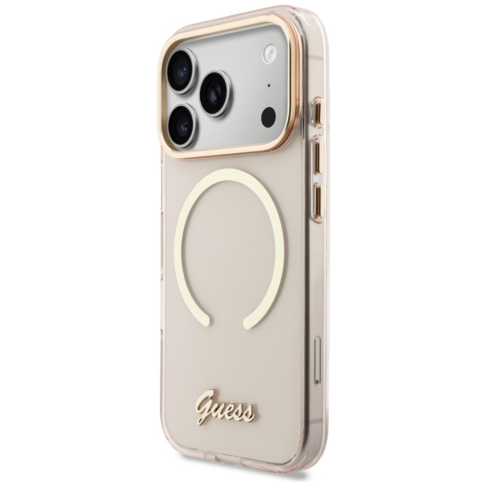 iTok webáruház - Guess Guess IML Script Metal MagSafe tok iPhone 17 Pro készülékhez (rózsaszín) 2 Guess IML Script Metal MagSafe Case for iPhone 17 Pro (rózsaszín)