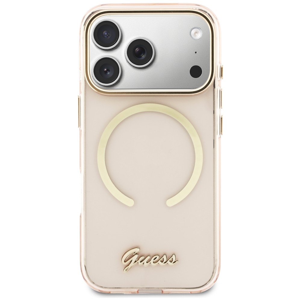 iTok webáruház - Guess Guess IML Script Metal MagSafe tok iPhone 17 Pro készülékhez (rózsaszín) 3 Guess IML Script Metal MagSafe Case for iPhone 17 Pro (rózsaszín)