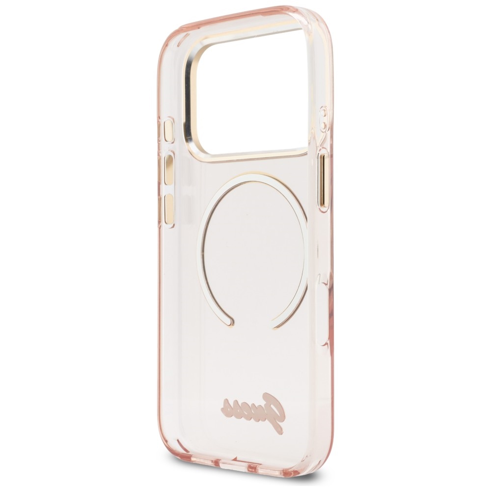 iTok webáruház - Guess Guess IML Script Metal MagSafe tok iPhone 17 Pro készülékhez (rózsaszín) 7 Guess IML Script Metal MagSafe Case for iPhone 17 Pro (rózsaszín)