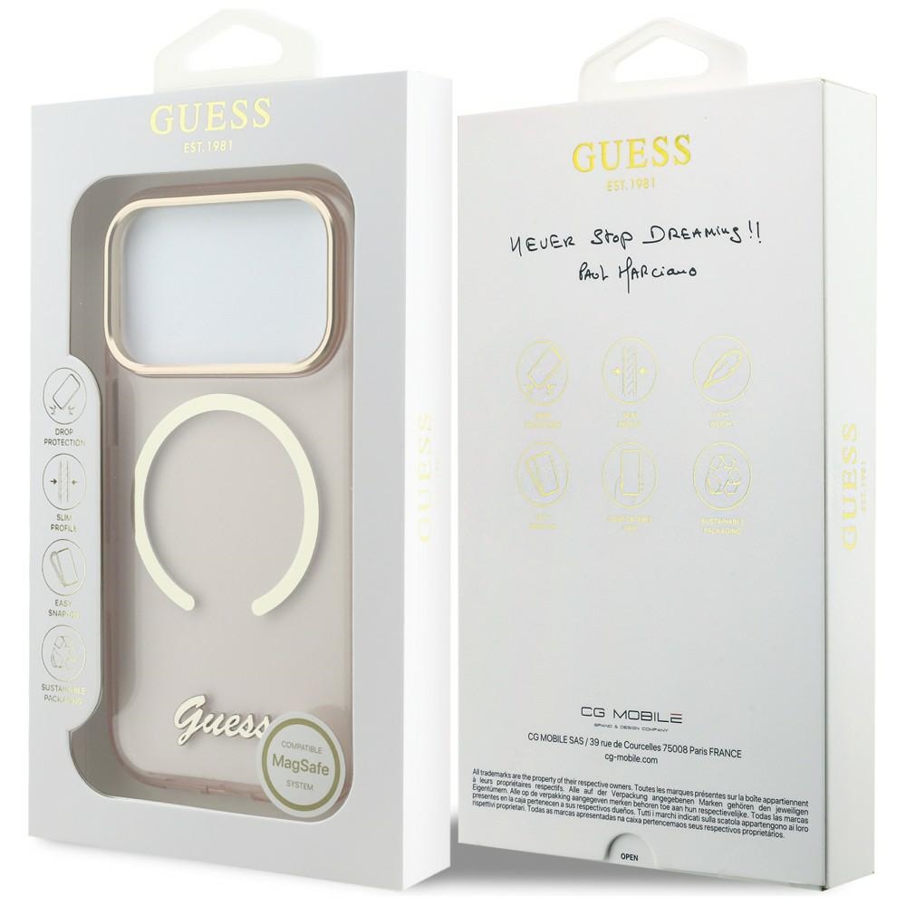 iTok webáruház - Guess Guess IML Script Metal MagSafe tok iPhone 17 Pro készülékhez (rózsaszín) 8 Guess IML Script Metal MagSafe Case for iPhone 17 Pro (rózsaszín)