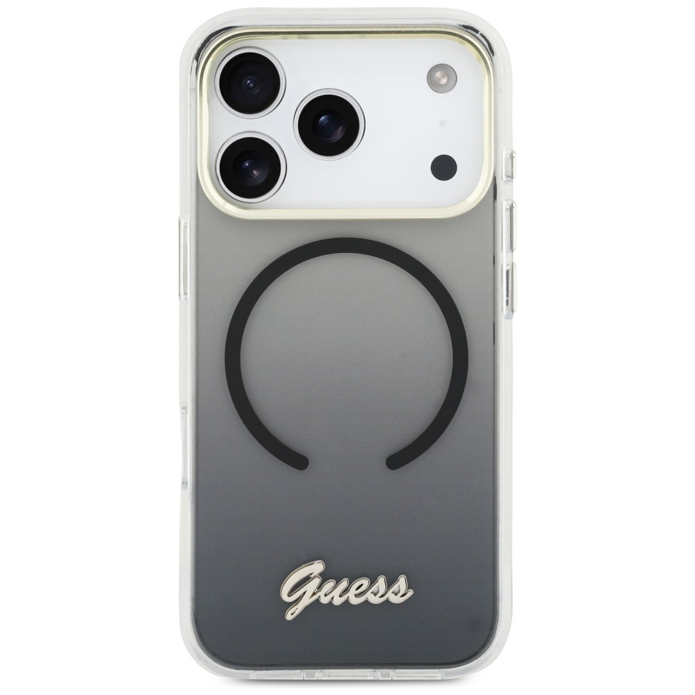 iTok webáruház - Guess Guess IML Gradient Script Metal MagSafe tok iPhone 17 Pro-hoz (fekete) 3 Guess IML Gradient Script Metal MagSafe Case for iPhone 17 Pro (fekete)