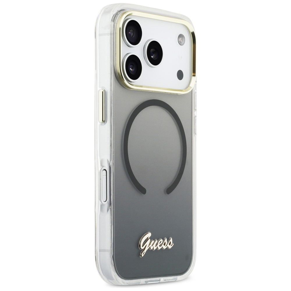 iTok webáruház - Guess Guess IML Gradient Script Metal MagSafe tok iPhone 17 Pro-hoz (fekete) 4 Guess IML Gradient Script Metal MagSafe Case for iPhone 17 Pro (fekete)