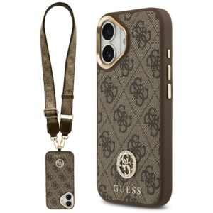 Guess 4G Strass Logo & Big Strap Metal Buttons MagSafe tok iPhone 17 (barna)