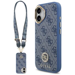 Guess 4G Strass Logo & Big Strap Metal Buttons MagSafe tok iPhone 17 (kék)
