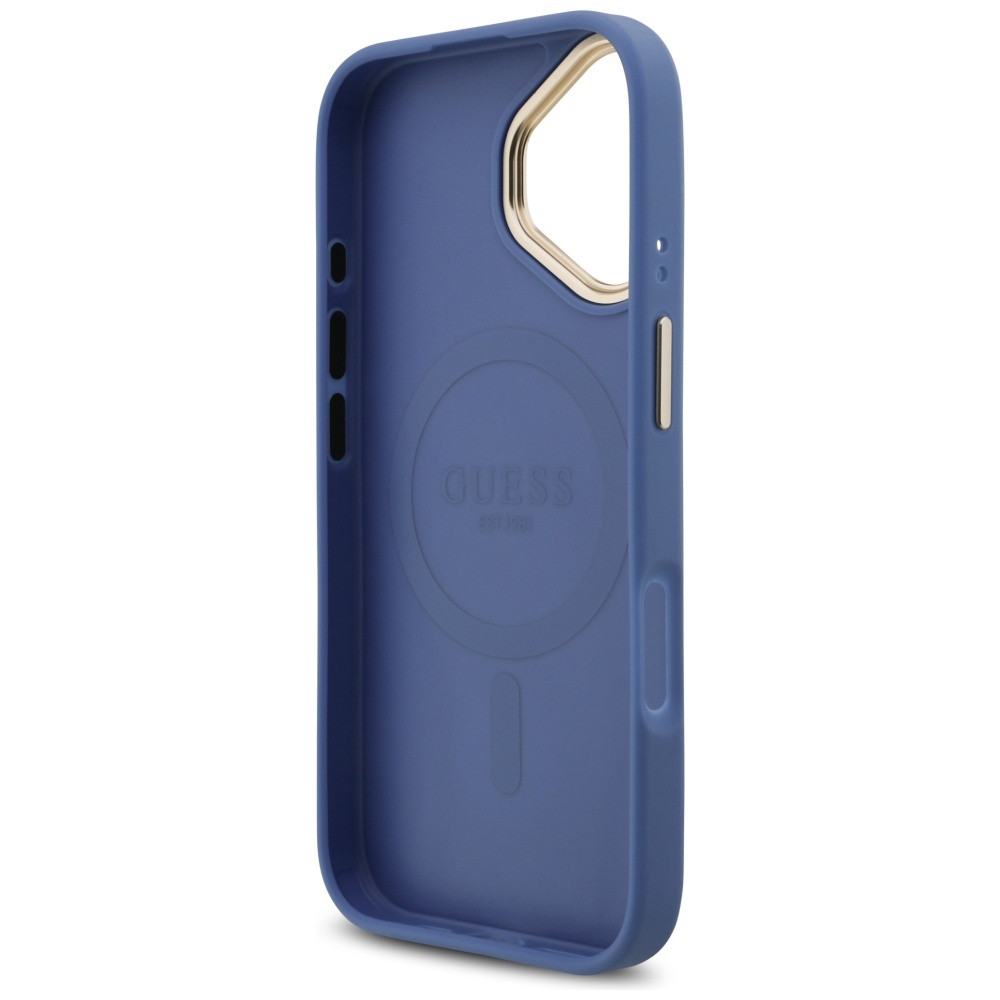 iTok webáruház - Guess Guess 4G Strass Logo & Big Strap Metal Buttons MagSafe tok iPhone 17 (kék) 7 Guess 4G Strass Logo & Big Strap Metal Buttons MagSafe Case for iPhone 17 (kék)