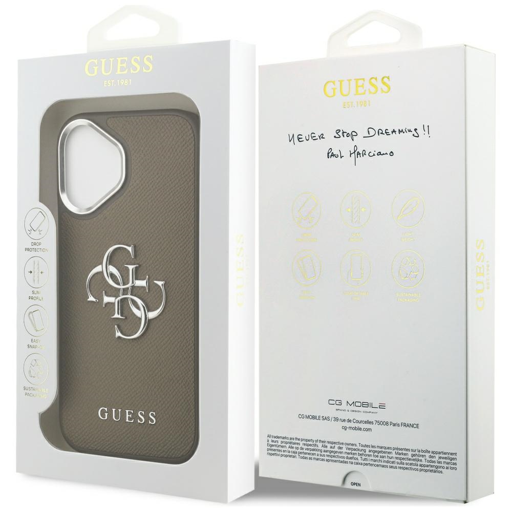 iTok webáruház - Guess Guess Grained Big 4G Classic Logo iPhone 17 tok (barna) 8 Guess Grained Big 4G Classic Logo iPhone 17 Case (barna)