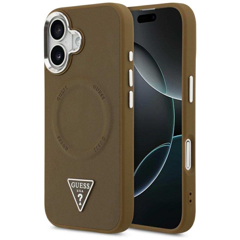 iTok webáruház - Guess Guess Triangle Logo MagSafe tok iPhone 17 készülékhez (barna) 1 Guess Triangle Logo MagSafe case for iPhone 17 (barna)