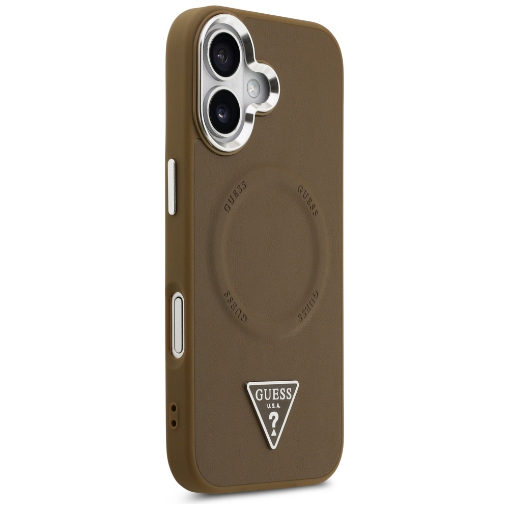 iTok webáruház - Guess Guess Triangle Logo MagSafe tok iPhone 17 készülékhez (barna) 4 Guess Triangle Logo MagSafe case for iPhone 17 (barna)